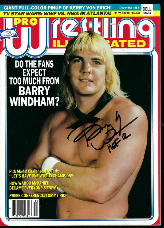 AM535  Barry Windham Autographed Vintage Wrestling Magazine w/COA