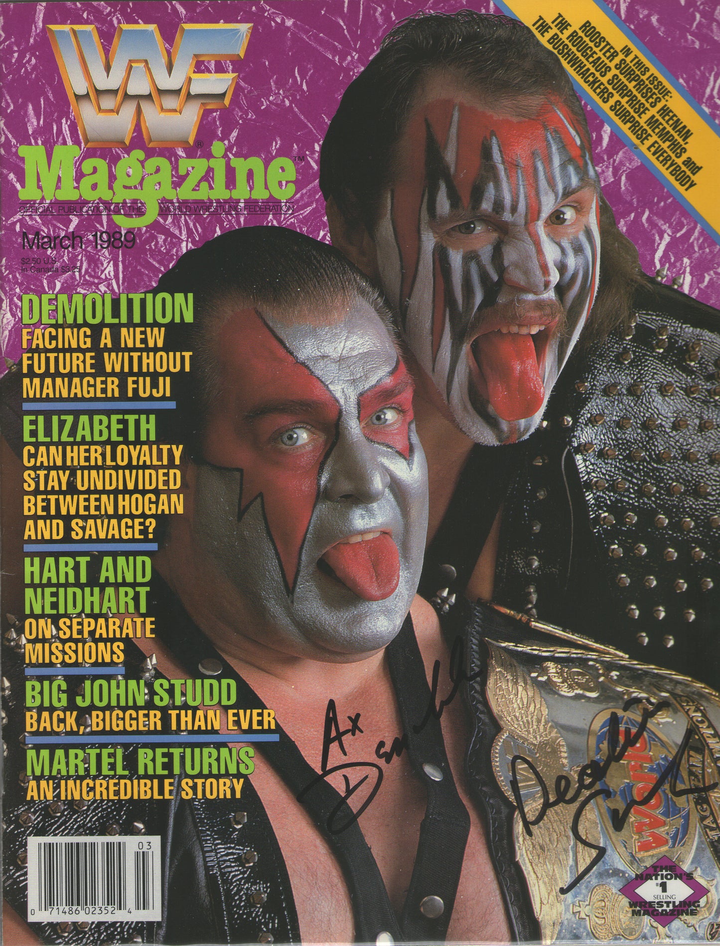 AM538 Demolition   Autographed Vintage Wrestling Magazine w/COA