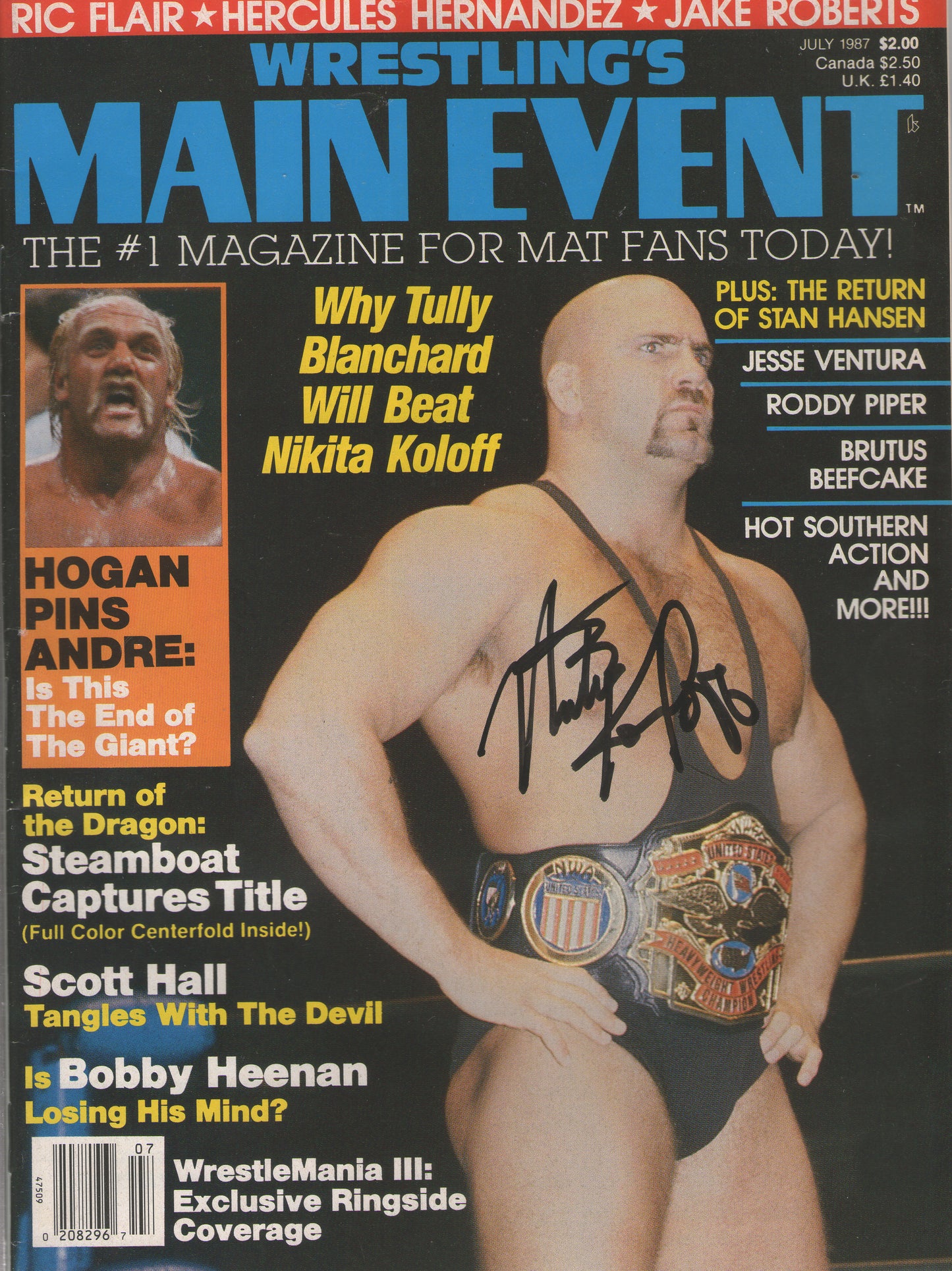 AM540  Nikita Koloff  Autographed Vintage Wrestling Magazine w/COA