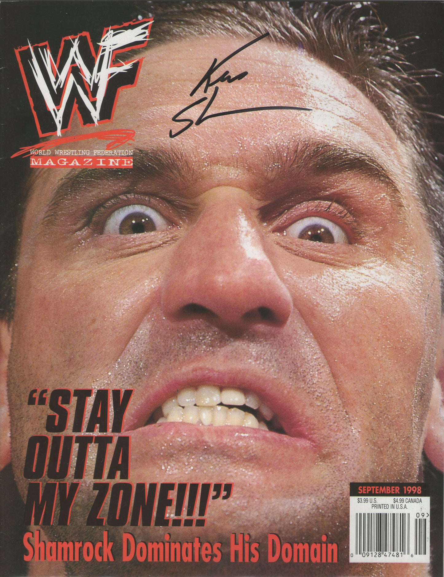 AM541 Ken Shamrock  Autographed Vintage Wrestling Magazine w/COA