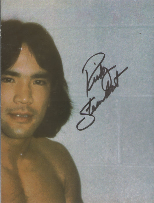 AM542  Ricky the Dragon Steamboat  Autographed Vintage Wrestling Magazine Poster  w/COA