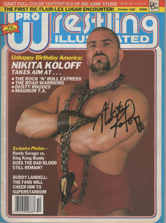 AM546  Nikita Koloff  Autographed Vintage Wrestling Magazine   w/COA