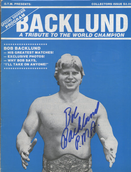 AM547  Bob Backlund  Autographed Vintage Wrestling Magazine   w/COA