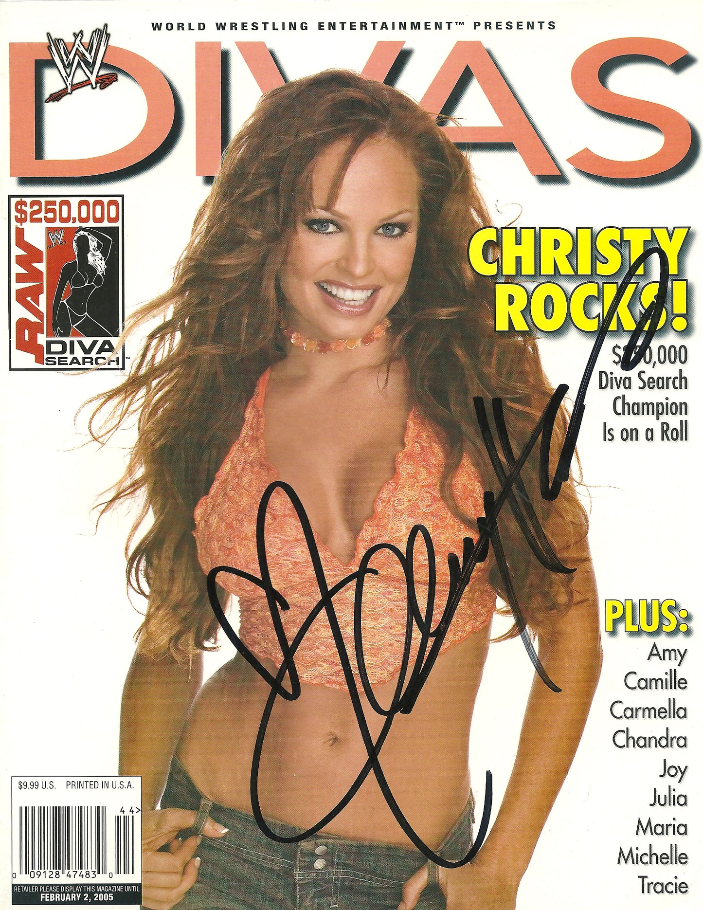 AM552  Christy Hemme  Autographed Vintage Wrestling Magazine   w/COA