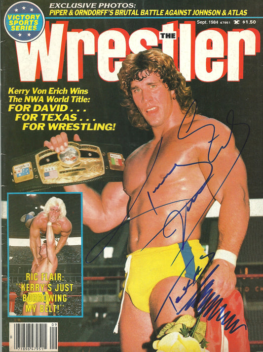 AM556   Kerry Von Erich ( Deceased )  Autographed Vintage Wrestling Magazine   w/COA