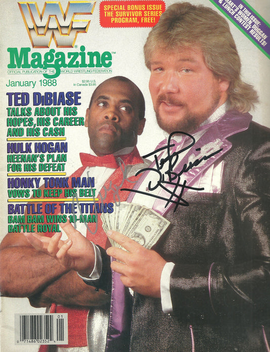 AM565  Ted DiBiase Virgil  Autographed Vintage Wrestling Magazine w/COA