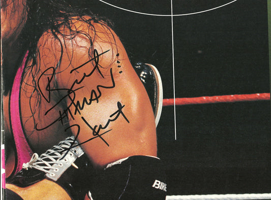 AM568  Bret the Hitman Hart   GIANT Autographed Vintage Wrestling Magazine  Poster w/COA