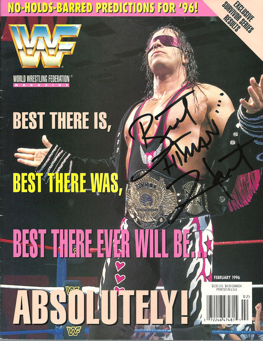 AM570  Bret the Hitman Hart  Autographed Vintage Wrestling Magazine w/COA