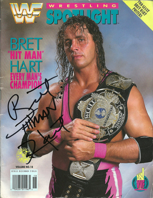 AM575  Bret the Hitman Hart  Autographed Vintage Wrestling Magazine w/COA