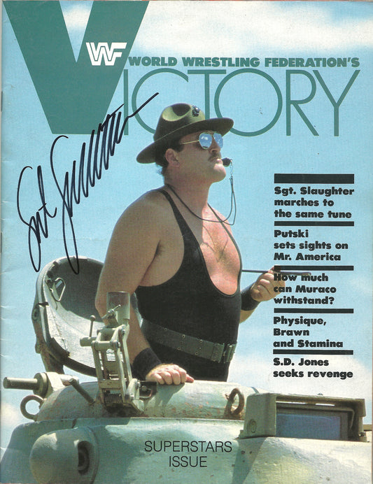 AM576  Sgt Slaughter  Autographed Vintage Wrestling Magazine w/COA