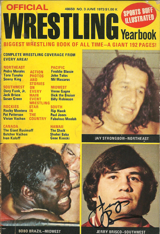 AM579  Jerry Brisco  Autographed Vintage Wrestling Magazine Poster w/COA