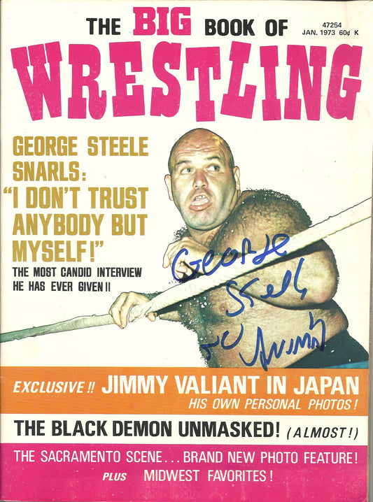 AM591  George the Animal Steele ( Deceased )  Autographed Vintage Wrestling Magazine w/COA