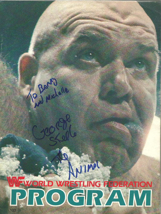 AM601  George the Animal Steele ( Deceased )   Autographed Vintage Wrestling Magazine w/COA