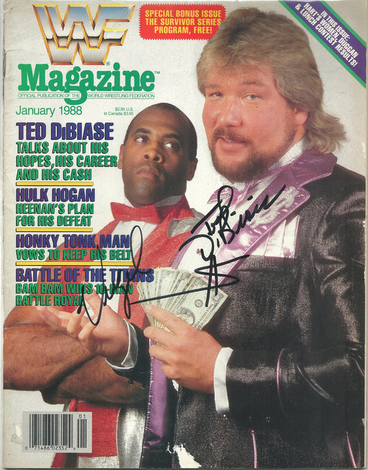 AM604  The Million Dollar Man Ted Dibiase  Virgil  Autographed Vintage Wrestling Magazine w/COA