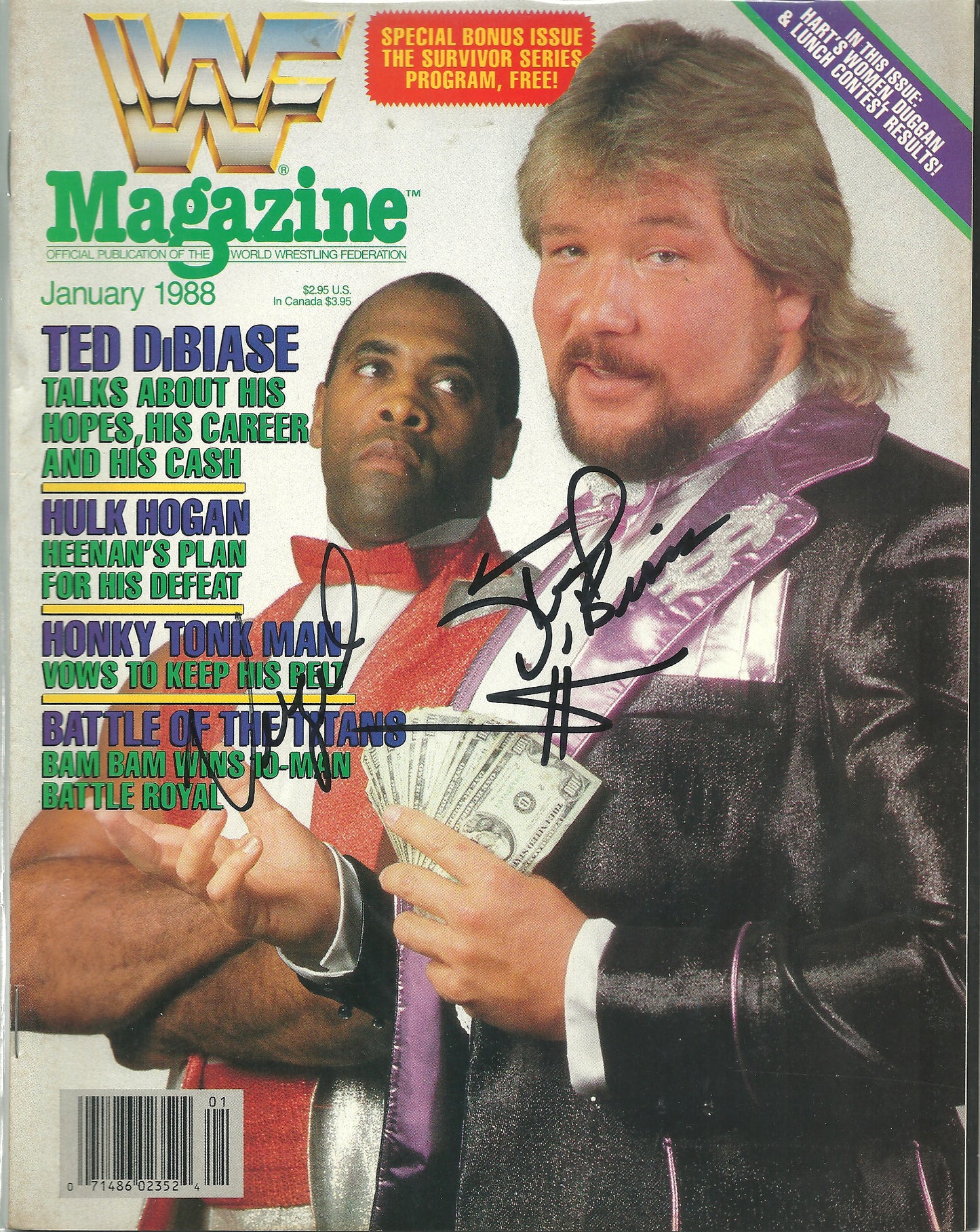 AM609  The Million Dollar Man Ted Dibase  Virgil  Autographed Vintage Wrestling Magazine w/COA