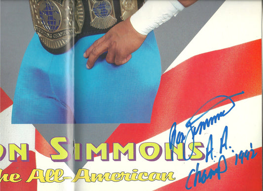 AM614  Ron Simmons Autographed Vintage Wrestling Magazine w/COA