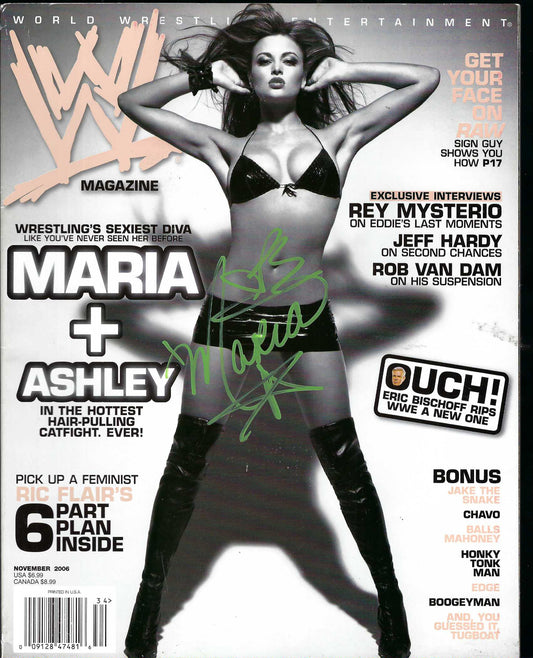 AM616  Maria Kanellis Autographed Vintage Wrestling Magazine w/COA