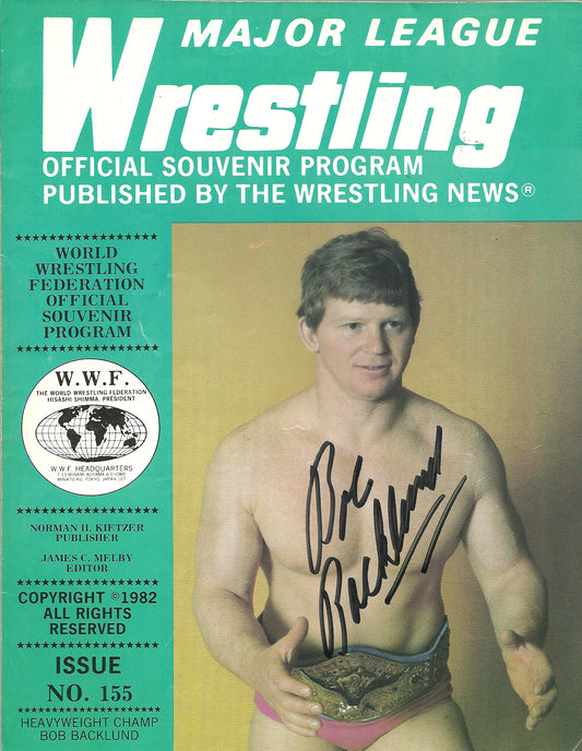 AM621   Bob Backlund  Autographed  Vintage Wrestling Magazine w/COA