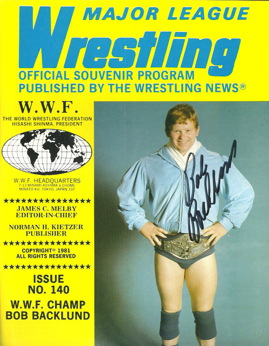 AM624   Bob Backlund  Autographed  Vintage Wrestling Magazine w/COA