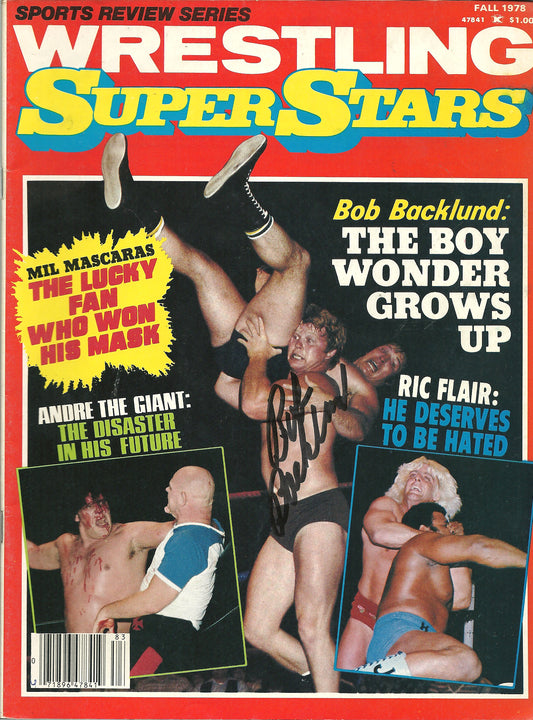 AM625  Bob Backlund  Autographed  Vintage Wrestling Magazine w/COA