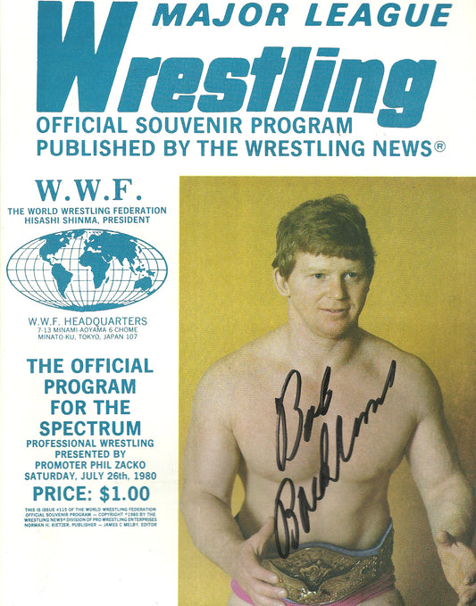 AM626  Bob Backlund  Autographed  Vintage Wrestling Magazine w/COA