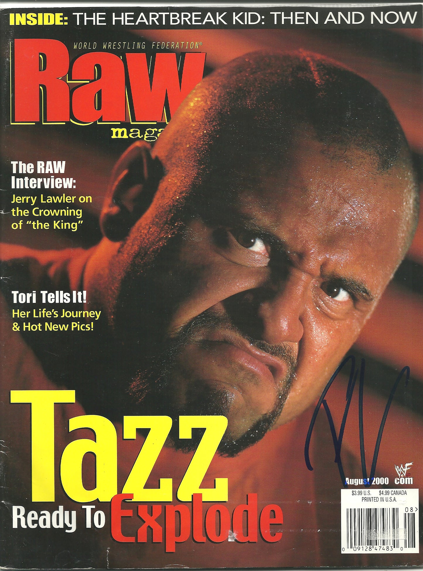 AM634   Taz VERY RARE Vintage Wrestling Magazine w/COA