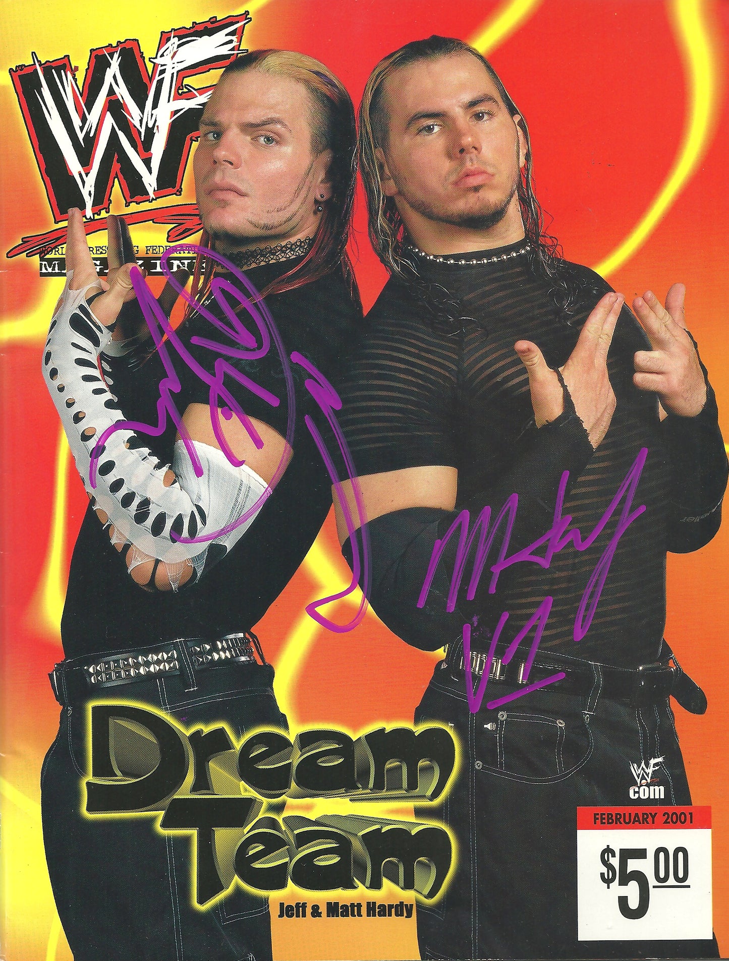 AM636    The Hardy Boyz  VERY RARE Vintage Wrestling Magazine w/COA