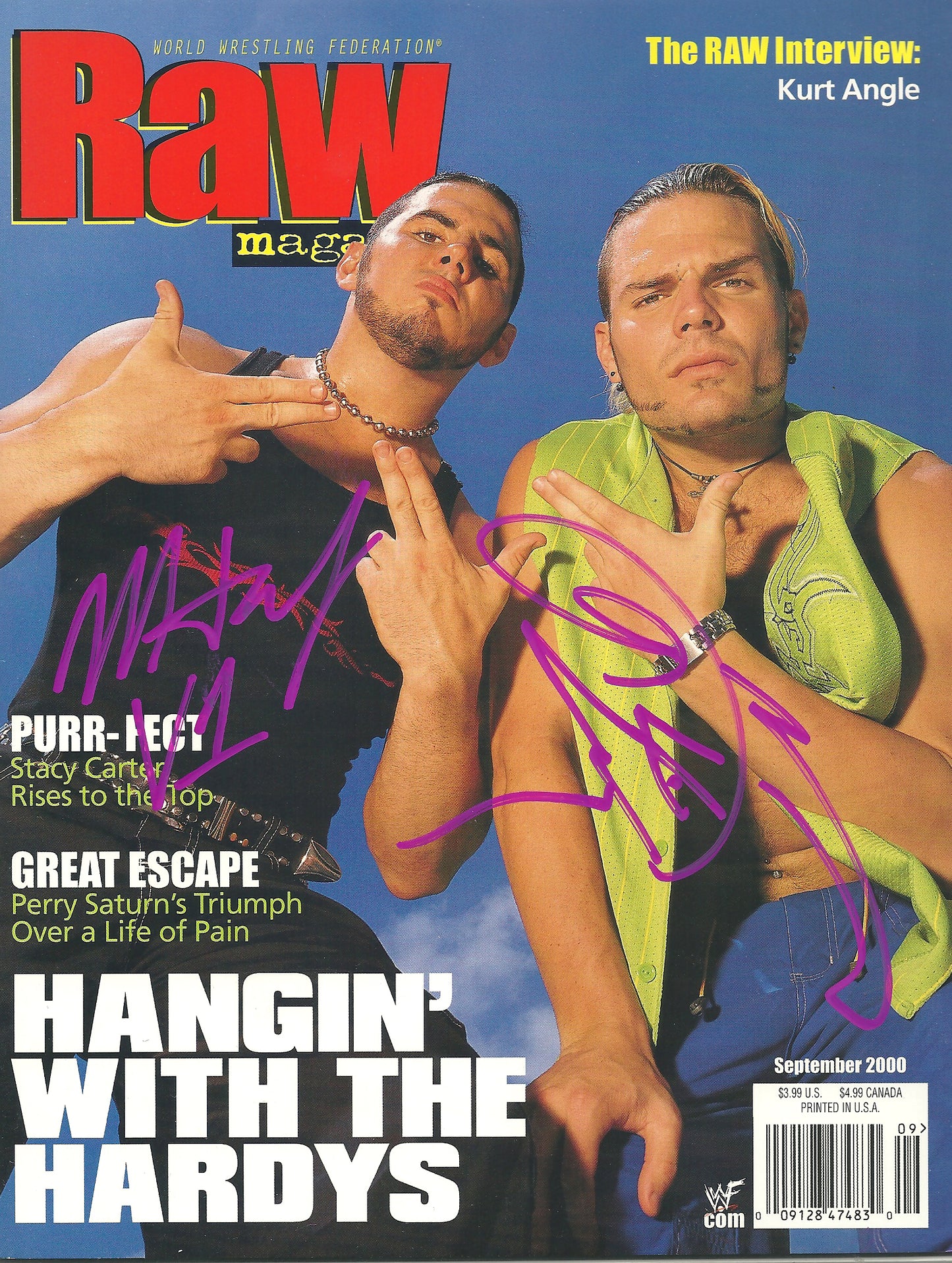 AM637    The Hardy Boyz  VERY RARE Vintage Wrestling Magazine w/COA