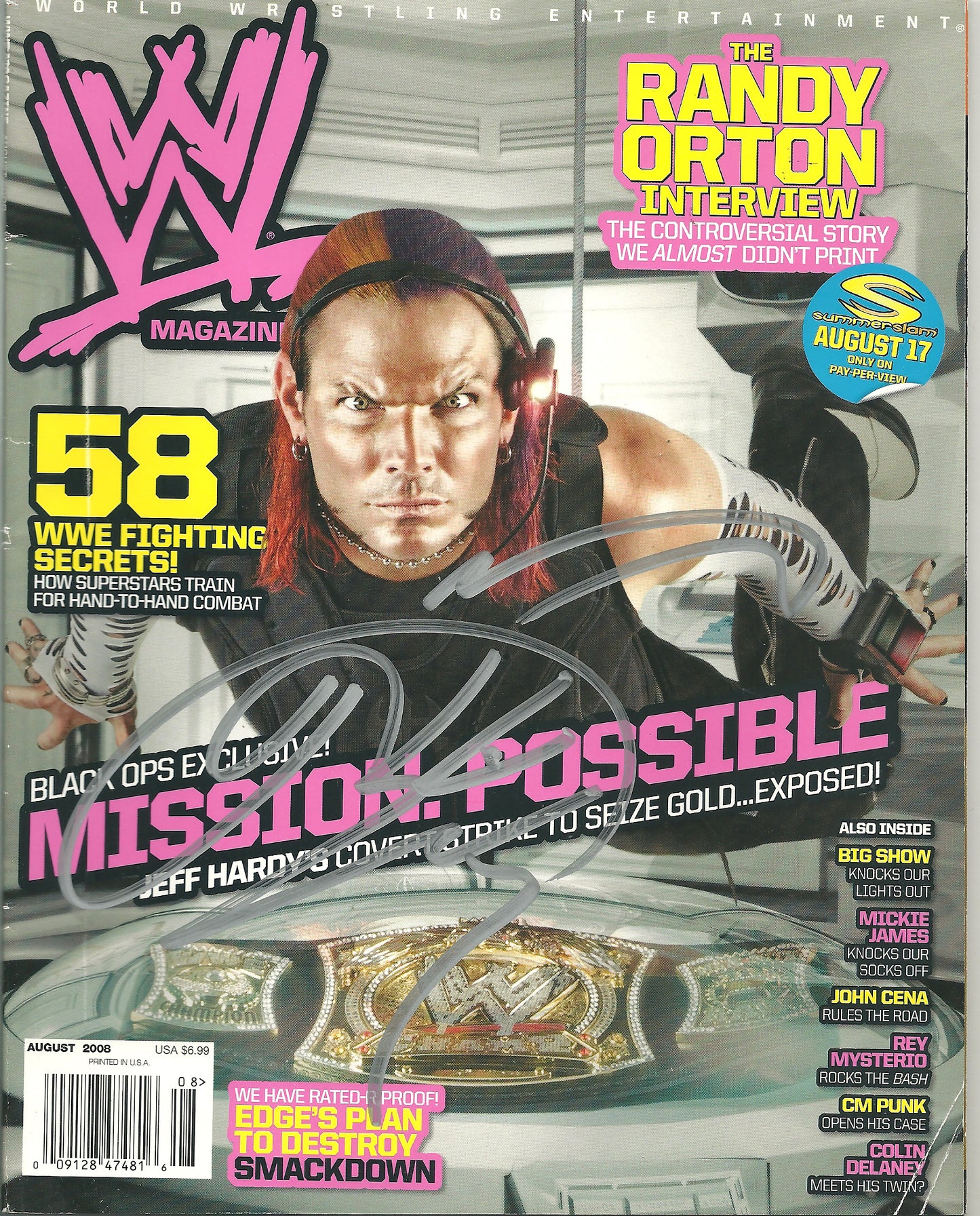 AM640  Jeff Hardy   VERY RARE Vintage Wrestling Magazine w/COA