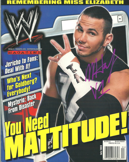 AM644  Matt Hardy  VERY RARE   Vintage Wrestling Magazine w/COA