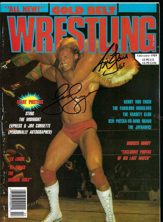 AM652  Ric Flair  Lex Luger  Wendi Richter VERY RARE   Vintage Wrestling Magazine w/COA
