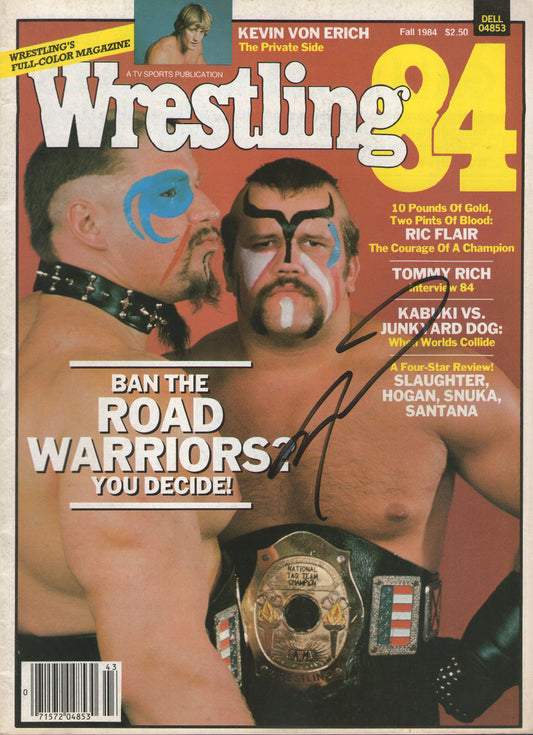 AM655  Road Warrior Animal ( Deceased ) VERY RARE   Vintage Wrestling Magazine w/COA