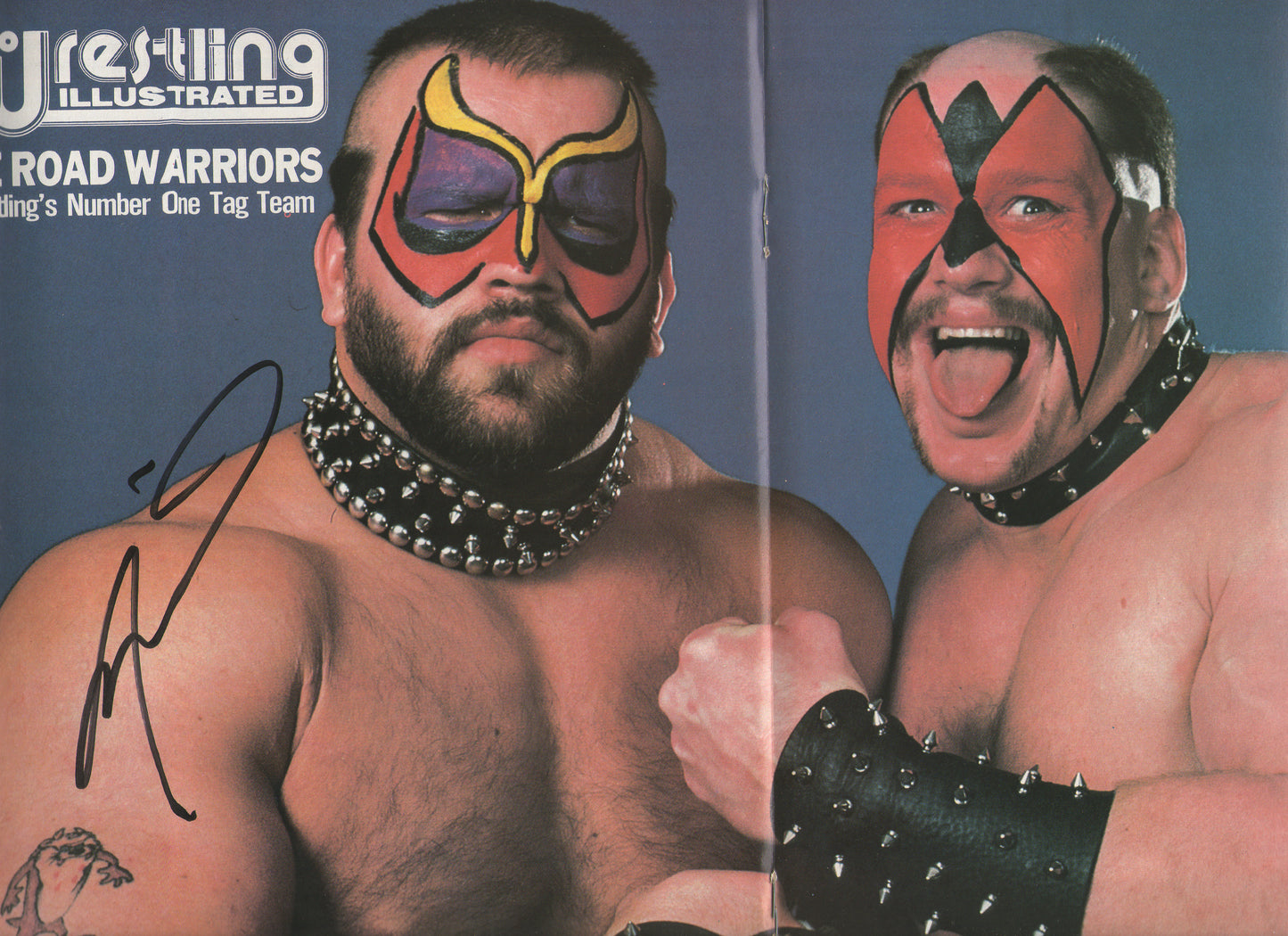 AM658  Fabulous Ones Road Warrior Animal ( Deceased )  Rock and Roll Express VERY RARE   Vintage Wrestling Magazine w/COA