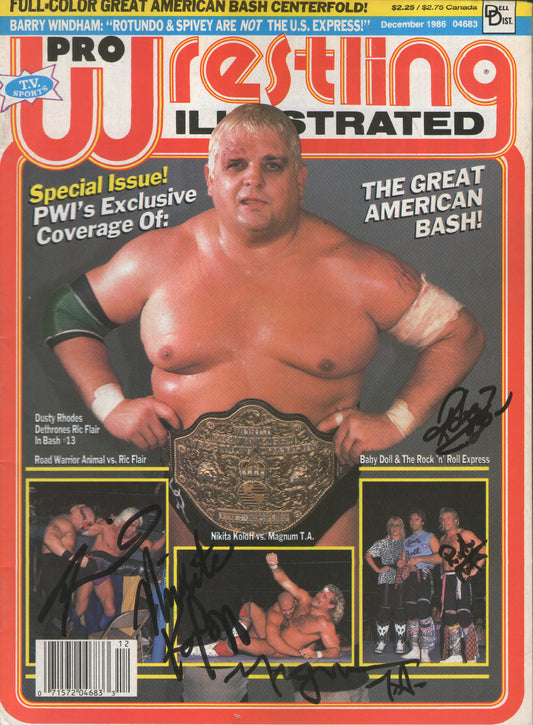 AM661  Road Warrior Animal ( Deceased ) Magnum TA  Nikita Koloff Rock and Roll Express   VERY RARE   Vintage Wrestling Magazine w/COA