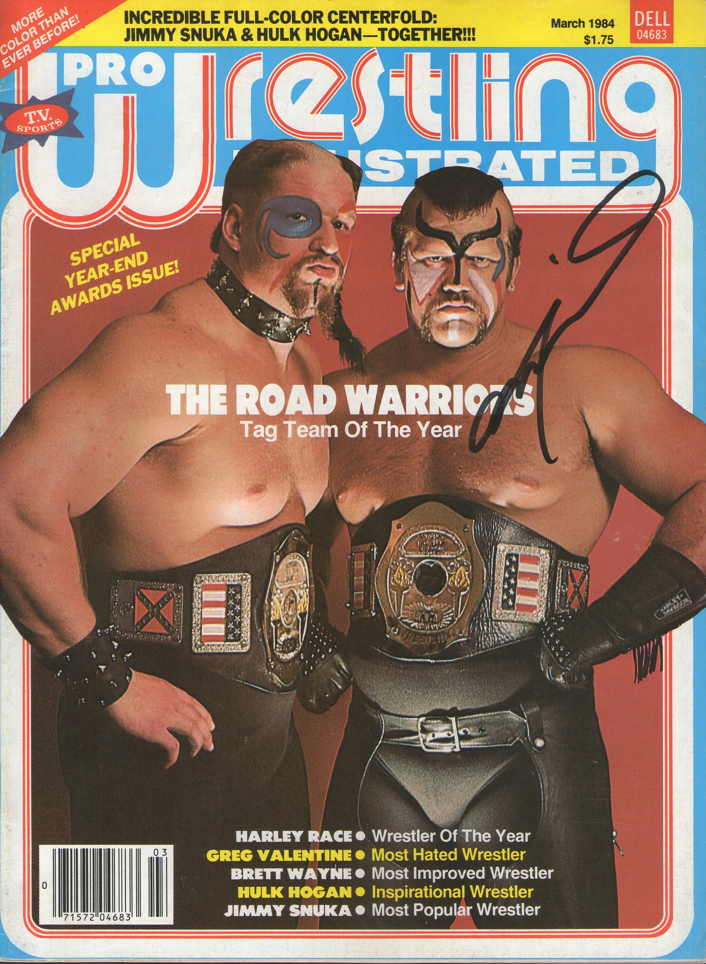 AM663  Road Warrior Animal ( Deceased ) VERY RARE   Vintage Wrestling Magazine w/COA