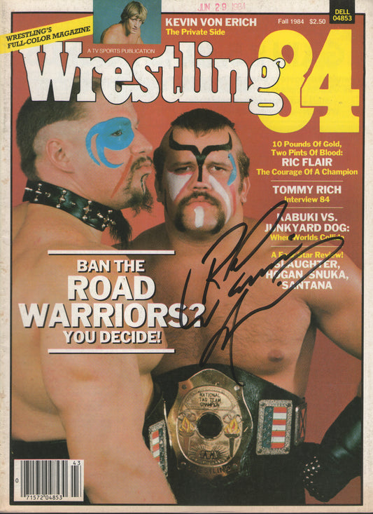 AM664  Road Warrior Animal ( Deceased ) VERY RARE   Vintage Wrestling Magazine w/COA