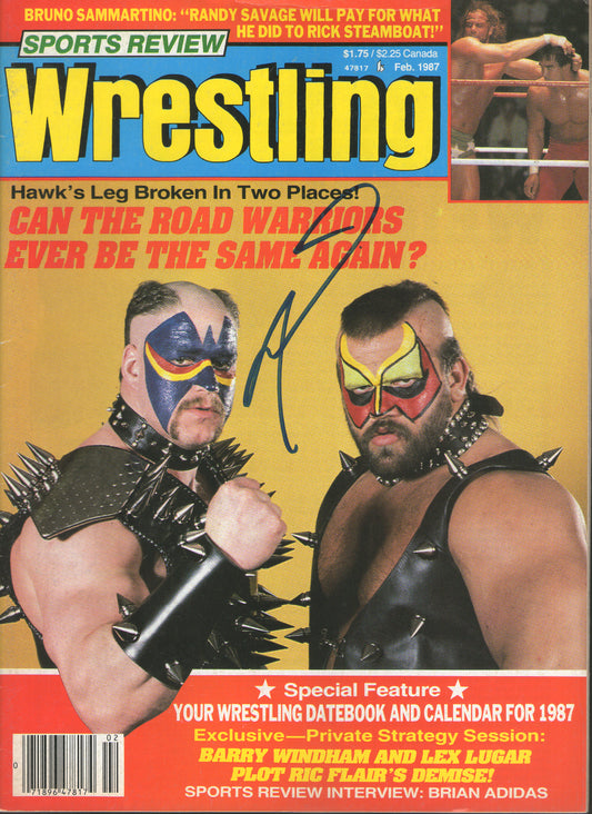 AM666  Road Warrior Animal ( Deceased ) VERY RARE   Vintage Wrestling Magazine w/COA