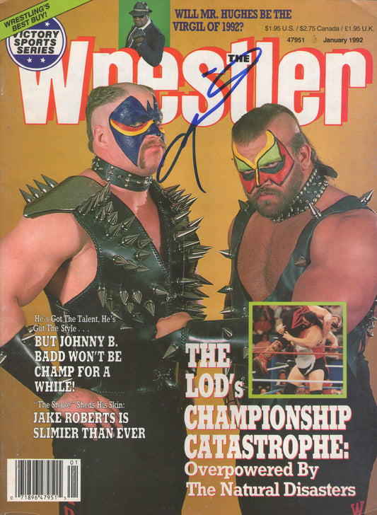 AM668  Road Warrior Animal ( Deceased ) VERY RARE   Vintage Wrestling Magazine w/COA