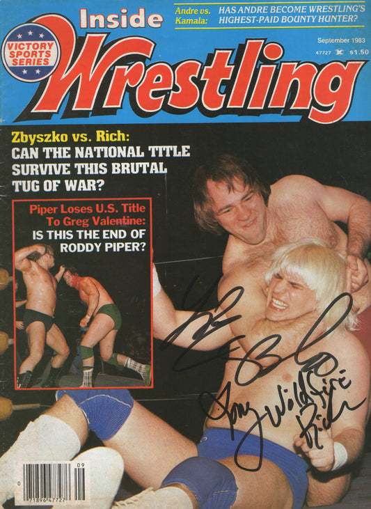 AM682   Tommy Rich Larry Zbyszko   VERY RARE   Autographed Vintage Wrestling Magazine w/COA