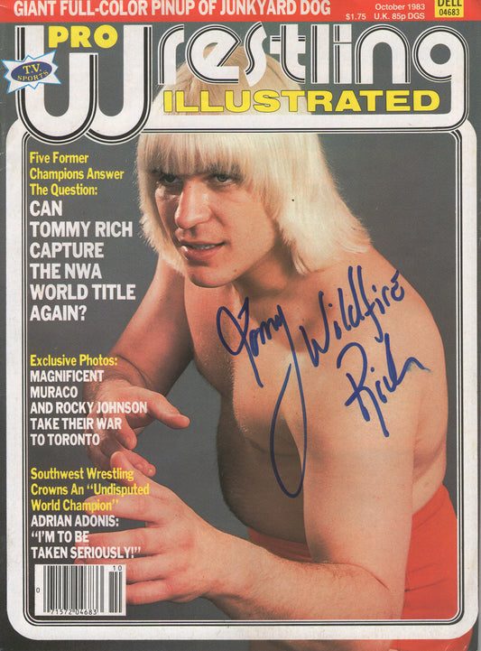 AM688  Wildfire  Tommy Rich   VERY RARE   Autographed Vintage Wrestling Magazine w/COA