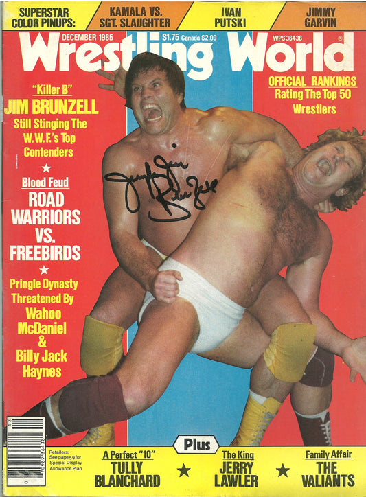 AM697  Jumping Jim Brunzell   Autographed vintage Wrestling Magazine w/COA