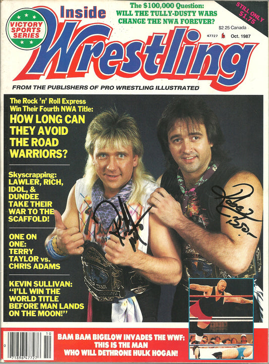 AM699  Rock and Roll Express  Autographed vintage Wrestling Magazine w/COA