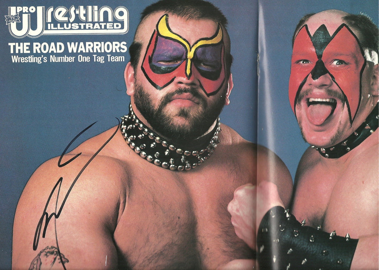 AM700  Rock and Roll Express Fabulous Ones Road Warrior Animal (Deceased )  Autographed vintage Wrestling Magazine w/COA
