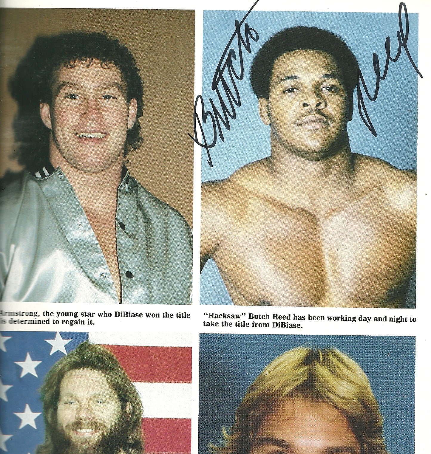 AM703  Rock and Roll Express Hacksaw Butch Reed  Autographed Vintage Wrestling Magazine w/COA