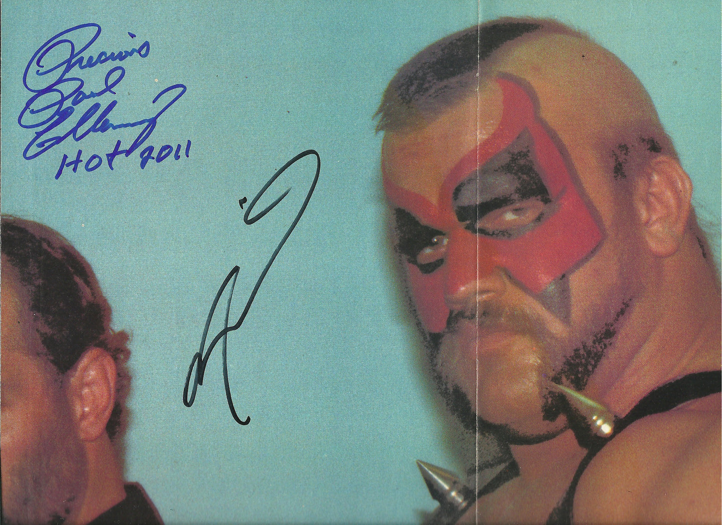 AM706  Road Warrior Animal ( Deceased ) Precious Paul Ellering Autographed Vintage Wrestling Magazine 8 PAGE POSTER w/COA