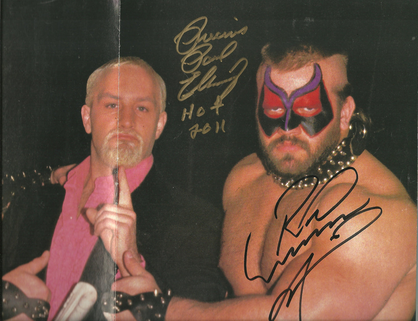 AM708  Road Warrior Animal ( Deceased ) Precious Paul Ellering Autographed Vintage Wrestling Magazine 4 PAGE POSTER w/COA