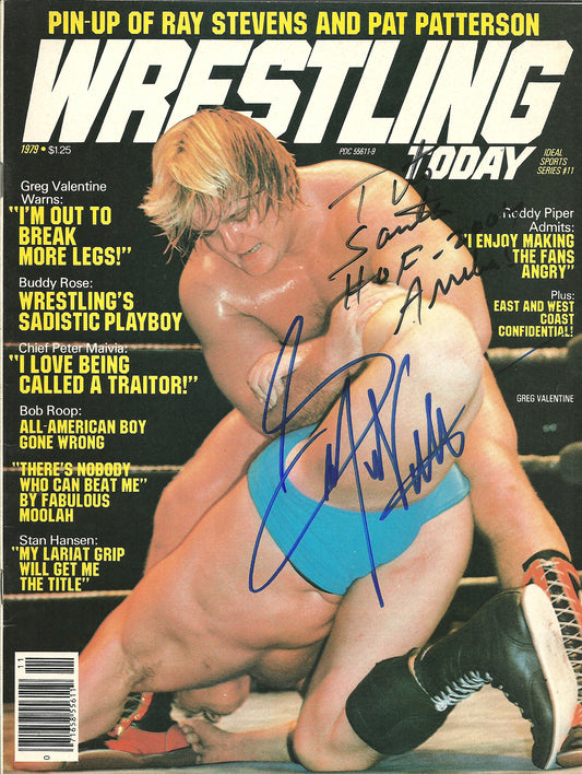 AM719  Greg Valentine Tito Santana   VERY RARE  Autographed Vintage Wrestling Magazine w/COA