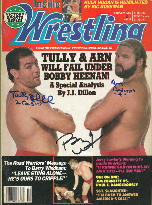 AM725  Arn Anderson Tully Blanchard Barry Windham VERY RARE   Autographed Vintage Wrestling Magazine w/COA