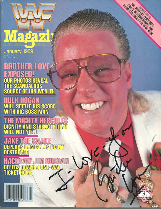 AM727  Brother Love  VERY RARE   Autographed Vintage Wrestling Magazine w/COA