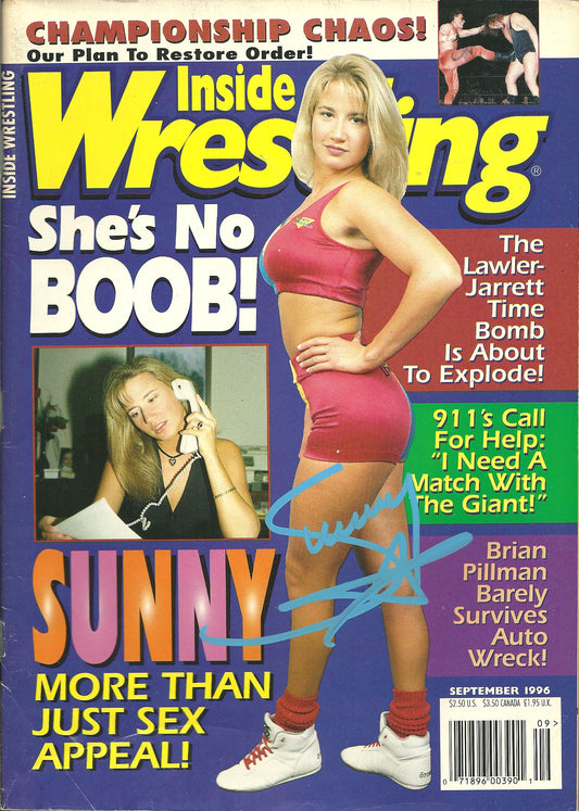 AM741 Sunny   VERY RARE   Autographed Vintage Wrestling Magazine w/COA